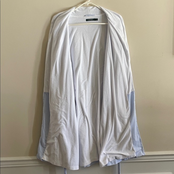 Lauren Ralph Lauren Blue Stripe Terry Robe Belted Cotton Robe Size XL - Picture 7 of 11